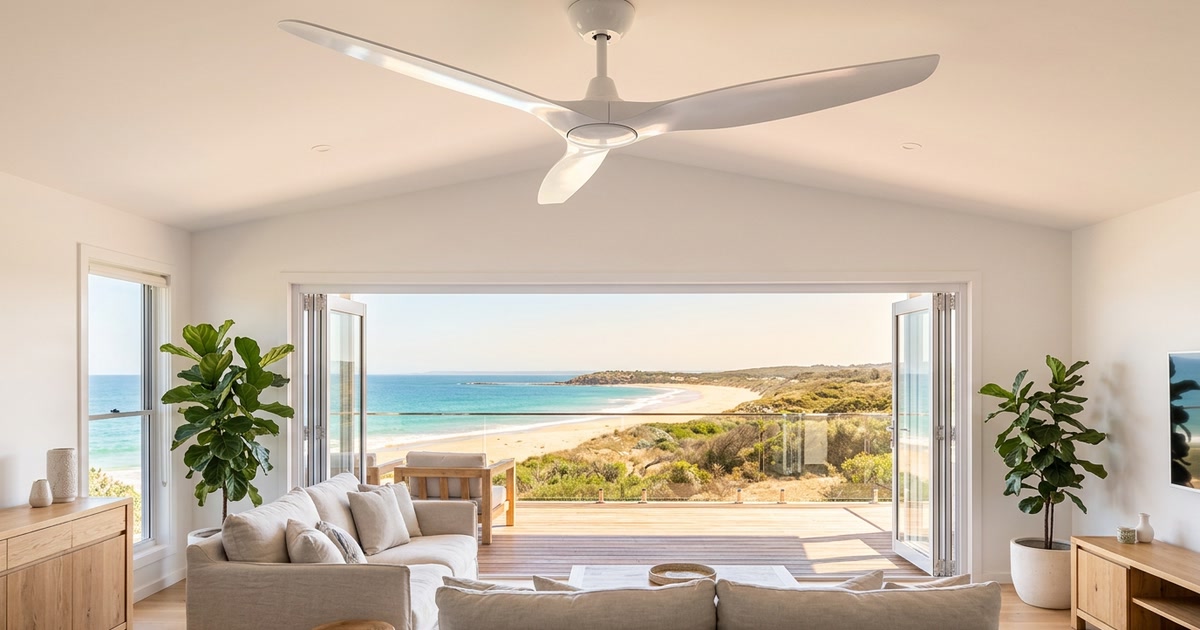 Ceiling fan installed in a Northern Beaches living room