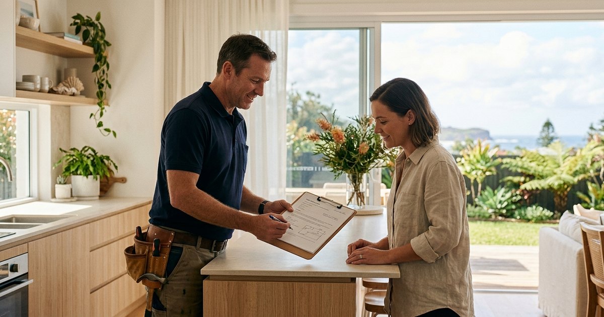 Licensed Northern Beaches electrician quoting a homeowner for electrical work